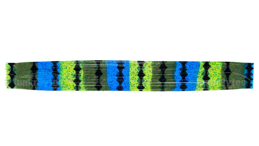 Pumpkin / Chartreuse / Deep Blue Barbed Wire Silicone Skirt Tab, Bluegill Pattern for Bass (8817-204-X001)