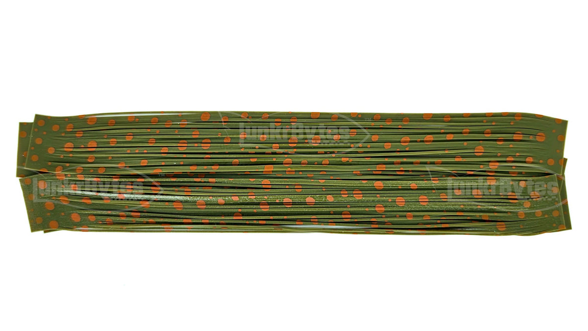 Green Pumpkin / Pumpkin Orange Dots Silicone Skirt Tab – Crawfish Pattern for Bass (8825-139-X002)