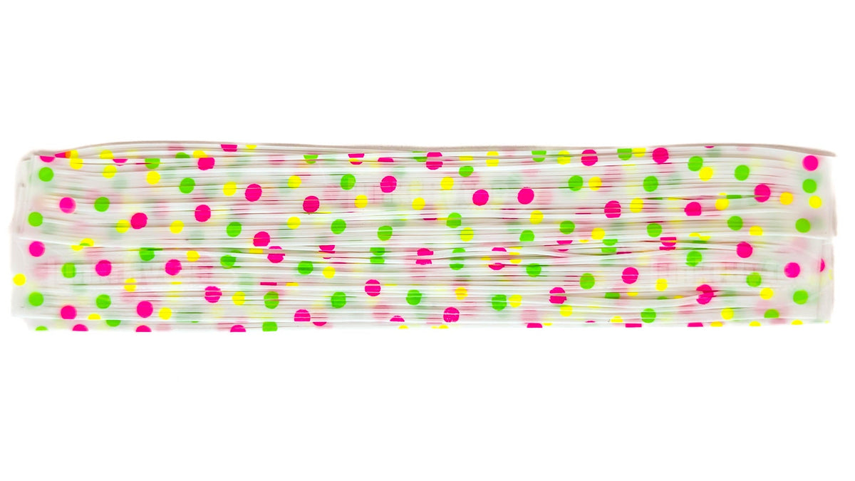White With Pink / Green Chartreuse / Yellow Chartreuse Polka Dots Silicone Skirt Tab – Reaction Strike Trigger for Bass (8825-566-X002)