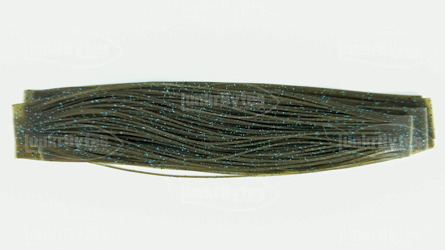 Green Pumpkin Black & Blue Flake Silicone Skirt Tab with Flake – Crawfish Pattern for Bass (8801-138)