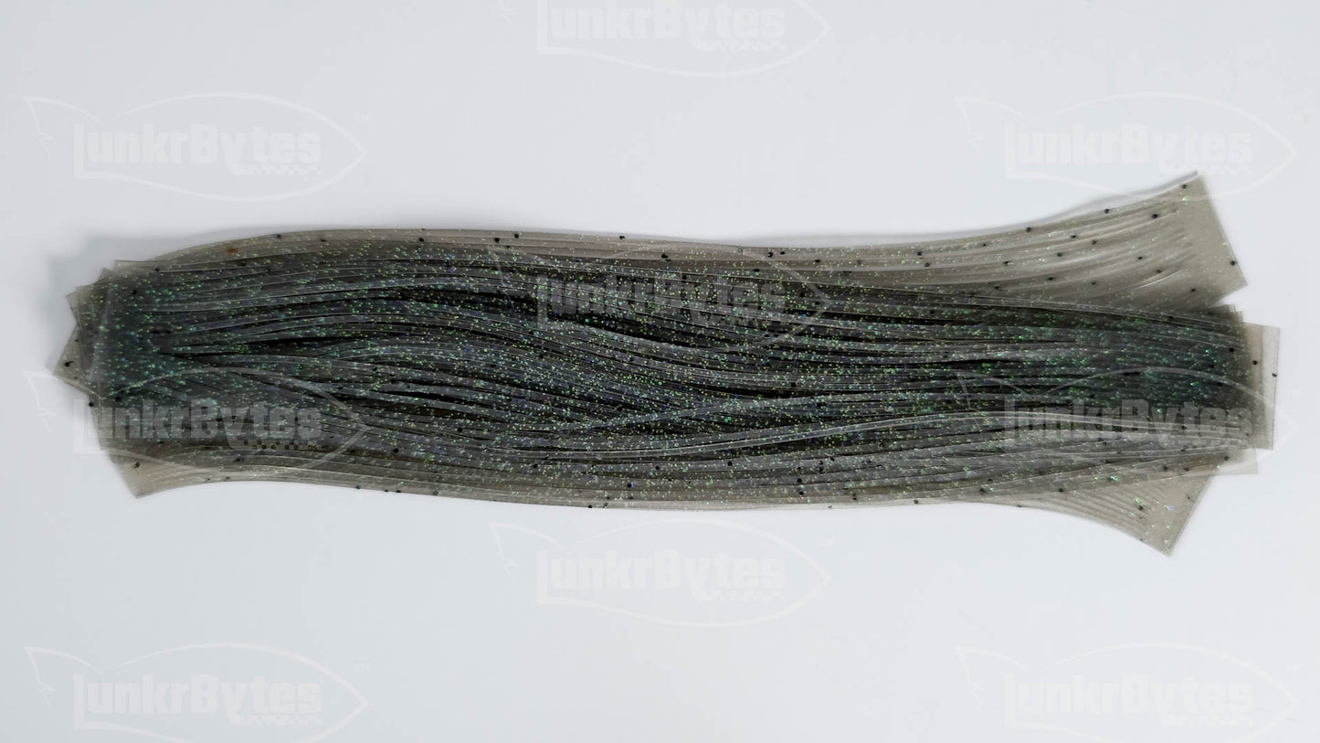 Gray / Green & Black Flake Silicone Skirt Tab with Flake – Shad Imitation for Bass (8801-163)
