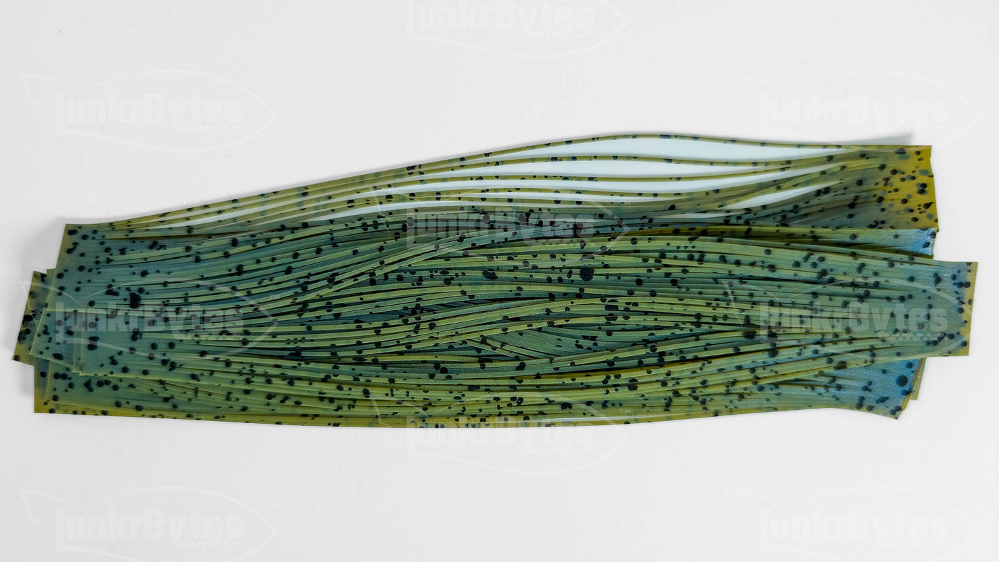 Green Pumpkin / Blue Interference / Black Dots Silicone Skirt Tab with Interference – Crawfish Pattern for Bass (8802-547)