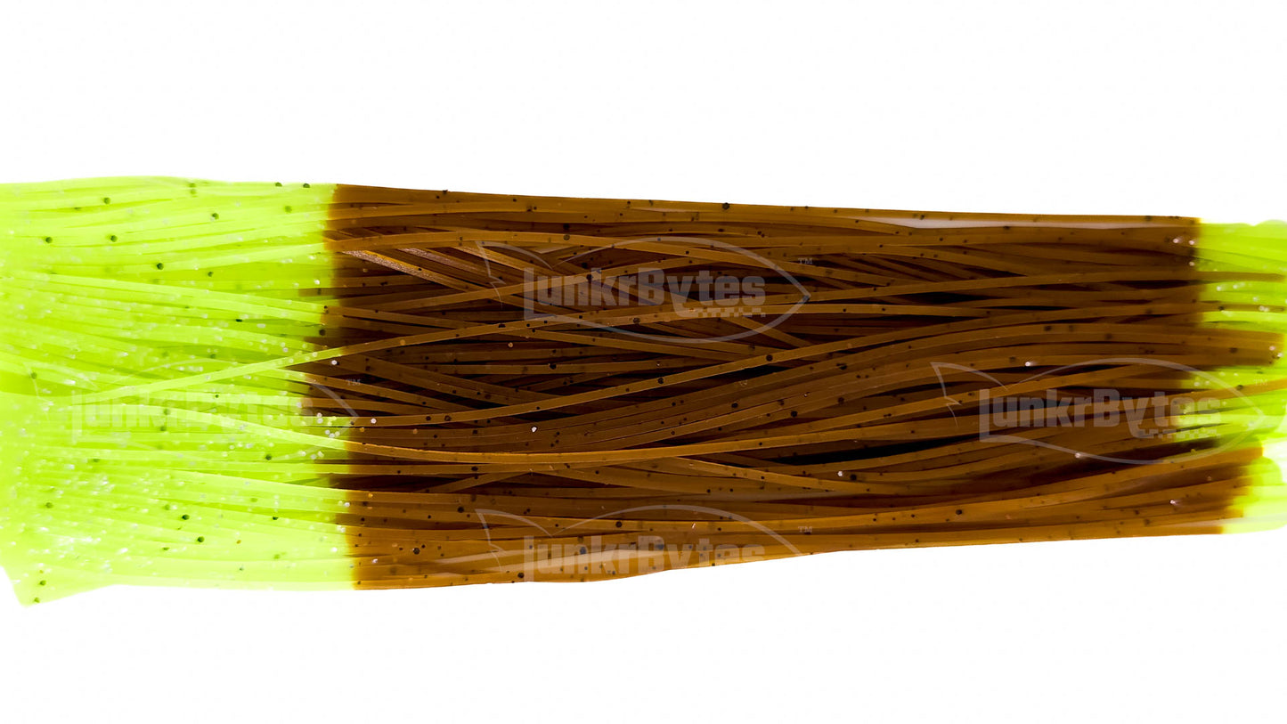 Natural Pumpkin / Chartreuse Tips / Pepper Silicone Skirt Tab – Crawfish Pattern for Bass (8807-072)