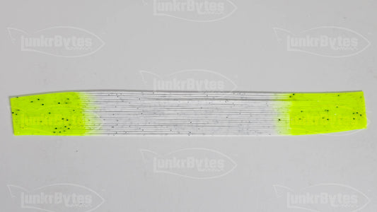 White / Chartreuse Tips / Pepper Silicone Skirt Tab – Shad Imitation for Bass (8807-076)