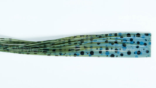 Watermelon / Blue Interference / Black Dots Silicone Skirt Tab with Interference – Bluegill Pattern for Bass (8825-551)