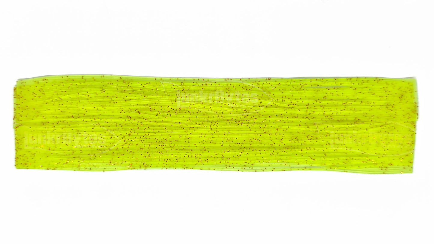 Chartreuse / Gold & Brown Flake Silicone Skirt Tab with Flake – Reaction Strike Trigger for Bass (8801-169) Component Silicone Skirt Tab (8801-169)