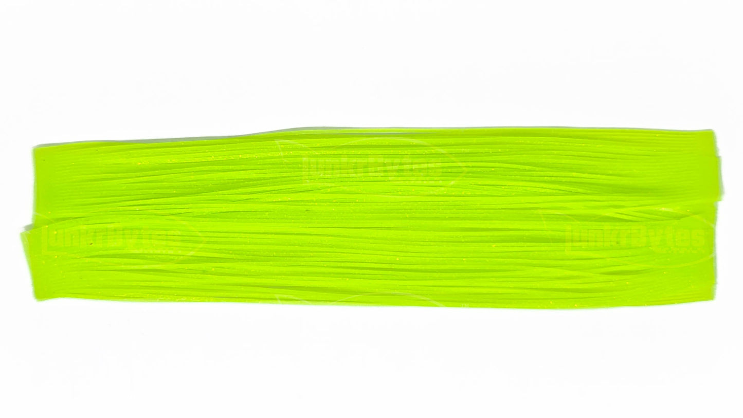 Lime Green / Gold Flake Silicone Skirt Tab with Flake – Reaction Strike Trigger for Bass (8801-180) Component Silicone Skirt Tab (8801-180)