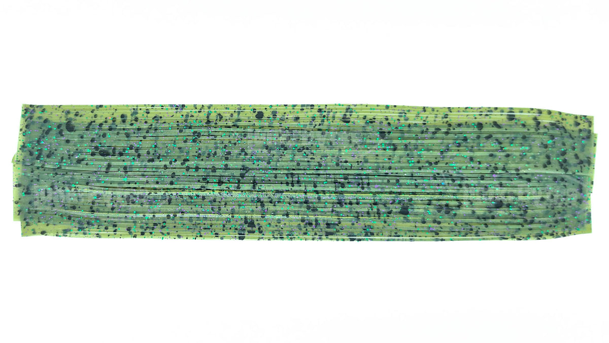 Watermelon Candy With Black Dots Silicone Skirt Tab with Purple/Green Flake – Bluegill Pattern for Bass (8802-555)
