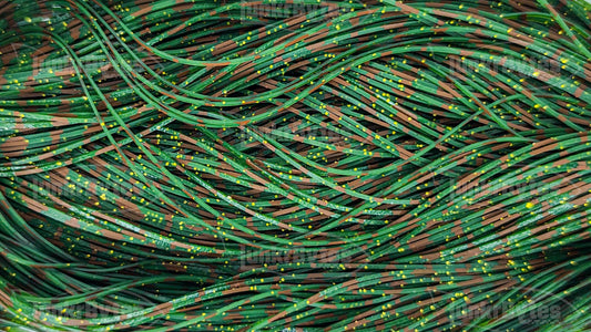 Dark Olive / Root Beer Brown Barbed Wire with Gold Flake Silicone Skirt Tab, Crawfish Pattern for Bass (8806-X002)