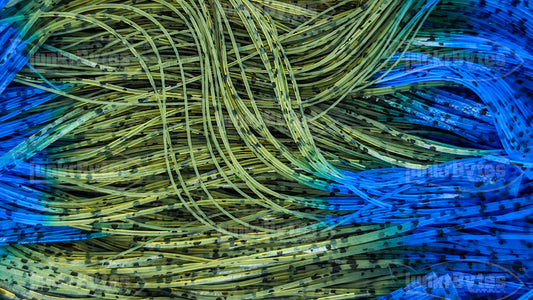 Pumpkin Center / Blue Tips Speckled Fire Tip Silicone Skirt Tab, Bluegill Pattern for Bass (8807-088-X001)