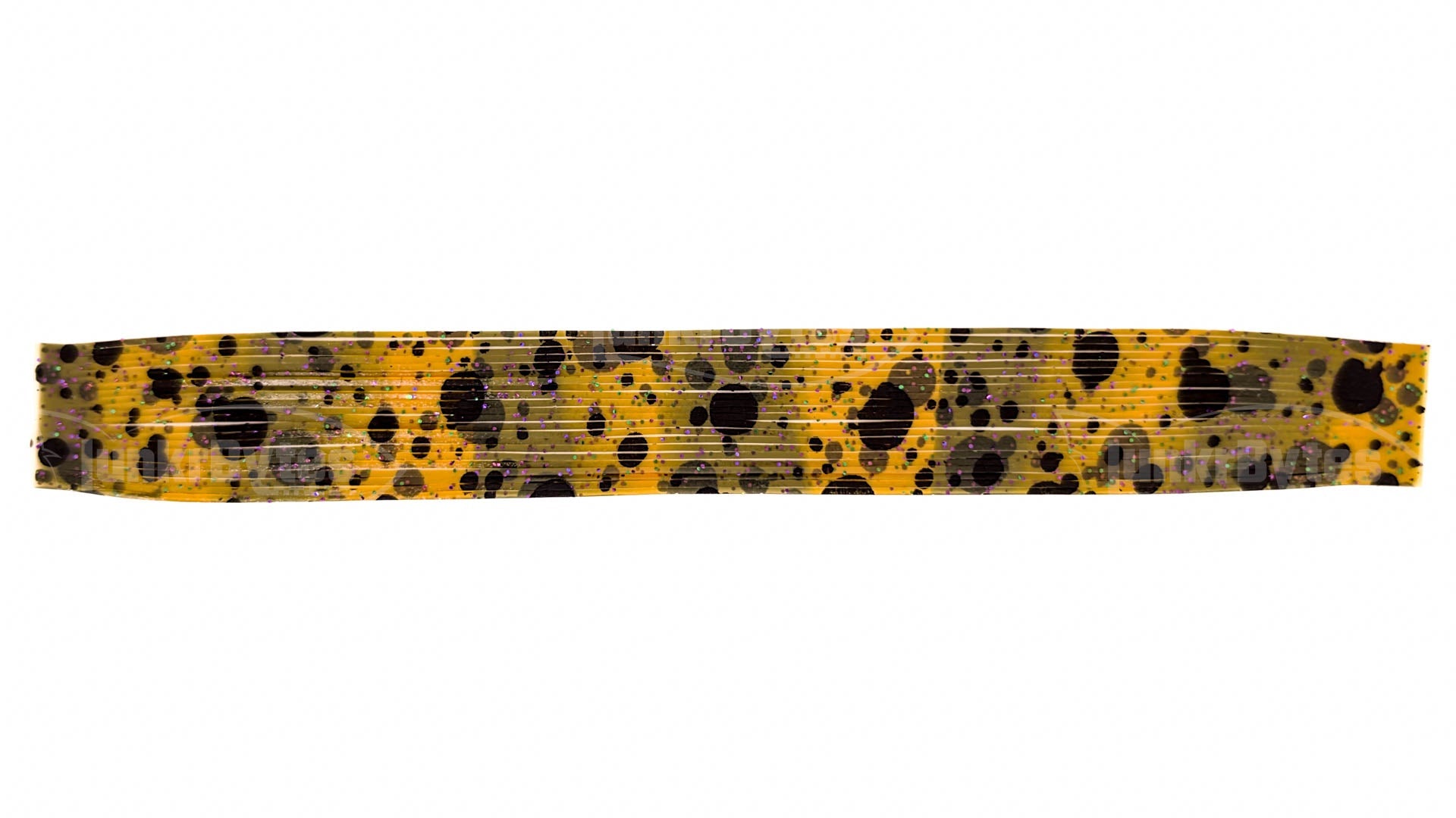 Avocado / Green Pumpkin Black Polka Dots with Purple Flake Silicone Skirt Tab, Bluegill Pattern for Bass (8817-235-X001)