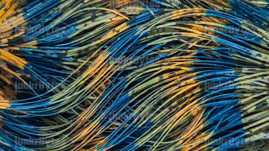 Deep Blue / Avocado / Green Pumpkin Black Polka Dots with Green Flake Silicone Skirt Tab, Bluegill Pattern for Bass (8817-235-X002)