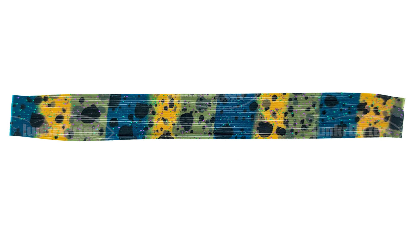 Deep Blue / Avocado / Green Pumpkin Black Polka Dots with Green Flake Silicone Skirt Tab, Bluegill Pattern for Bass (8817-235-X002)
