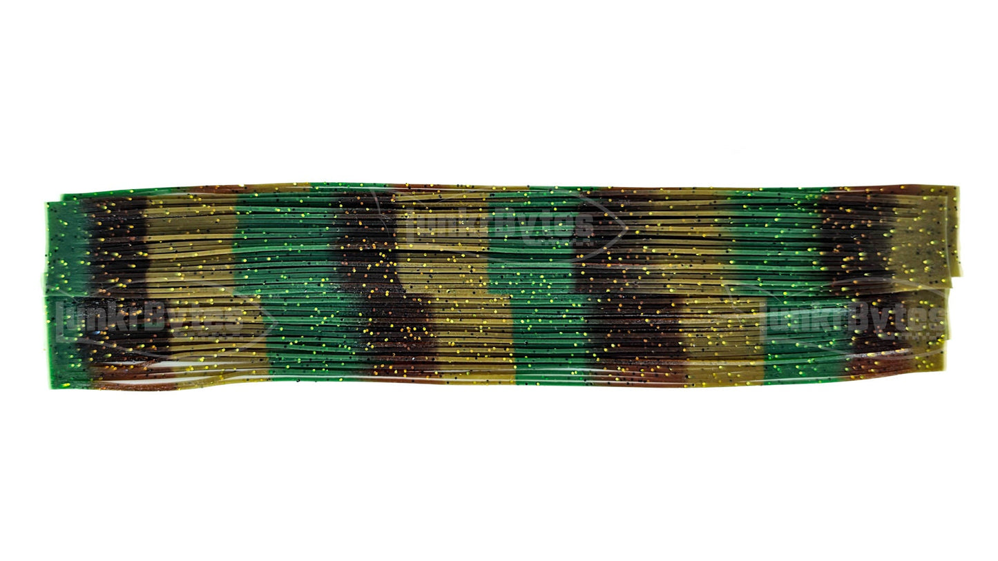 Dark Olive / Root Beer / Copper Brown with Black & Gold Flake Silicone Skirt Tab, Crawfish Pattern for Bass (8817-X003)
