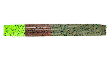 Chartreuse / Brown / Dark Watermelon Nature's Edge with Green Flake & Black Dots Silicone Skirt Tab – Bluegill Pattern for Bass (8817-X005)