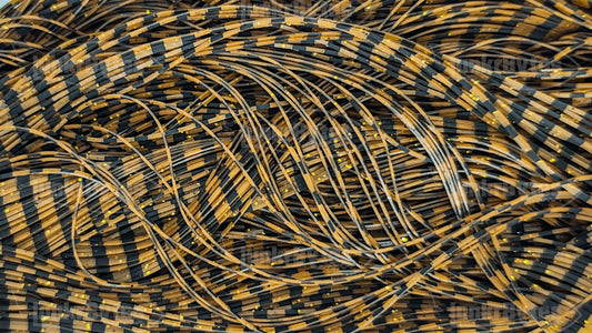 Copper Brown / Black Wide Zebra Stripe with Black & Gold Flake Silicone Skirt Tab, Crawfish Pattern for Bass (8818-X002)