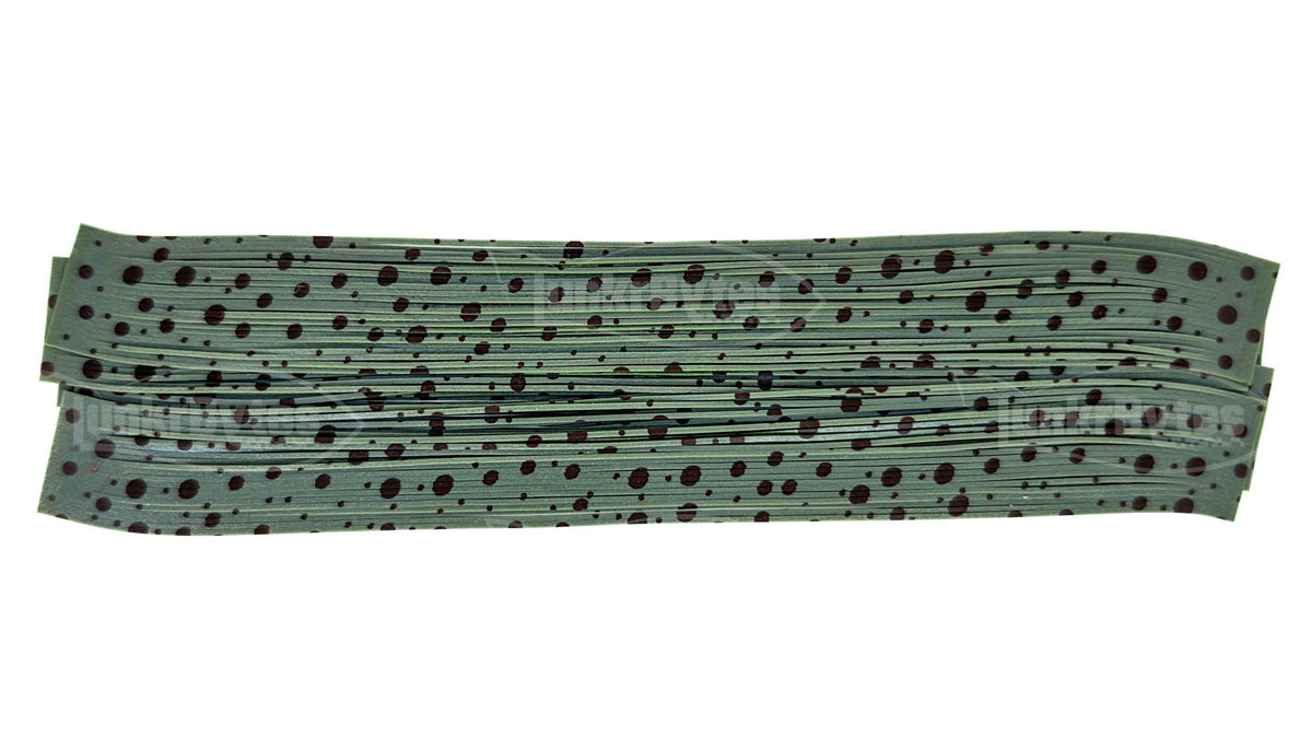 Green Pumpkin / Blue Interference / Brown Dots Silicone Skirt Tab – Bluegill Pattern for Bass (8825-139-X001)