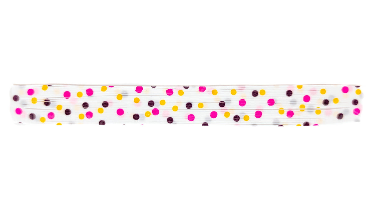 White With Pink / Purple / Yellow Polka Dots Silicone Skirt Tab – Reaction Strike Trigger for Bass (8825-566-X001)
