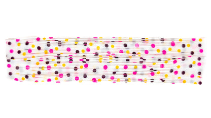 White With Pink / Purple / Yellow Polka Dots Silicone Skirt Tab – Reaction Strike Trigger for Bass (8825-566-X001)