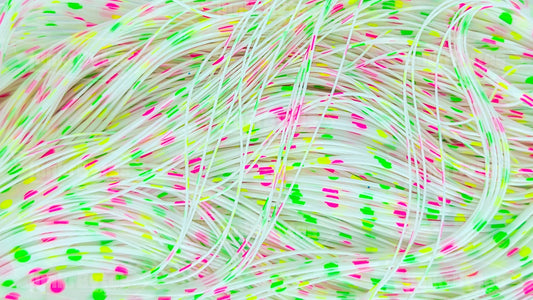 Clear / Pink / Green Chartreuse / Yellow Chartreuse Polka Dots Silicone Skirt Tab, Reaction Strike Trigger for Bass (8825-566-X002)
