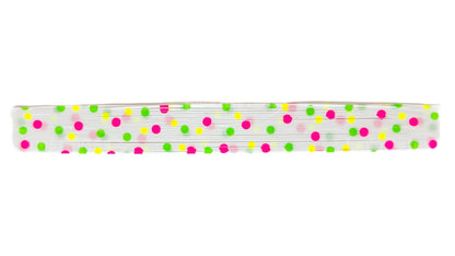 White With Pink / Green Chartreuse / Yellow Chartreuse Polka Dots Silicone Skirt Tab – Reaction Strike Trigger for Bass (8825-566-X002)