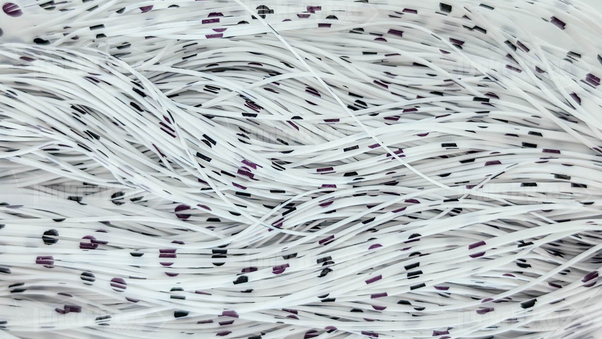 White With Purple / Black Polka Dots Silicone Skirt Tab – Reaction Strike Trigger for Bass (8825-566-X003)