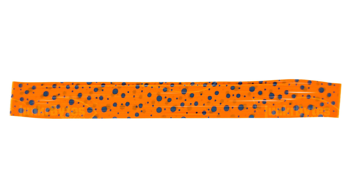 Tangerine Orange / Steel Blue Polka Dots Silicone Skirt Tab – Bluegill Pattern for Bass (8825-X001)