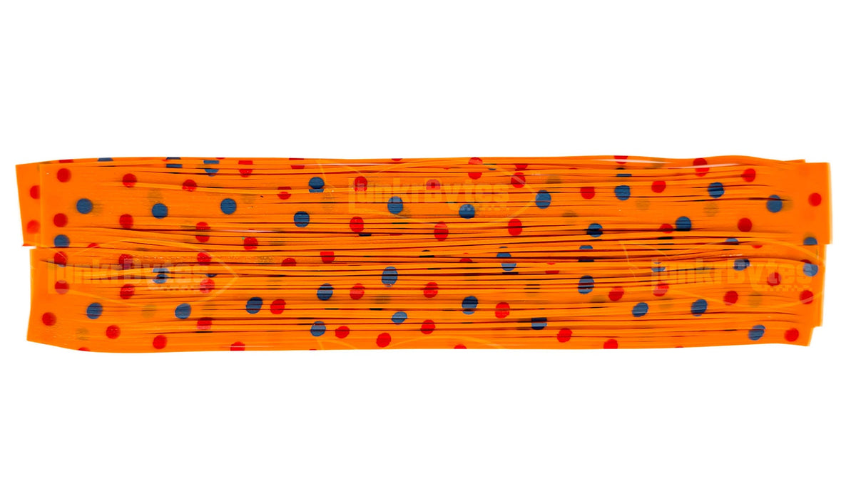 Tangerine Orange / Steel Blue / Cherry Red Polka Dots Silicone Skirt Tab – Reaction Strike Trigger for Bass (8825-X002)