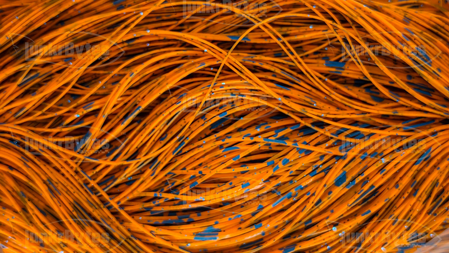 Tangerine Orange / Steel Blue Chameleon with Blue Flake Silicone Skirt Tab, Bluegill Pattern for Bass (8852-X001)