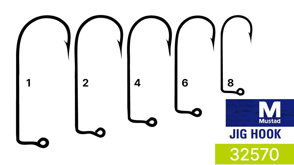 Mustad 1X Strong 90° Aberdeen Jig Hook – Black Nickel (32570-BN)