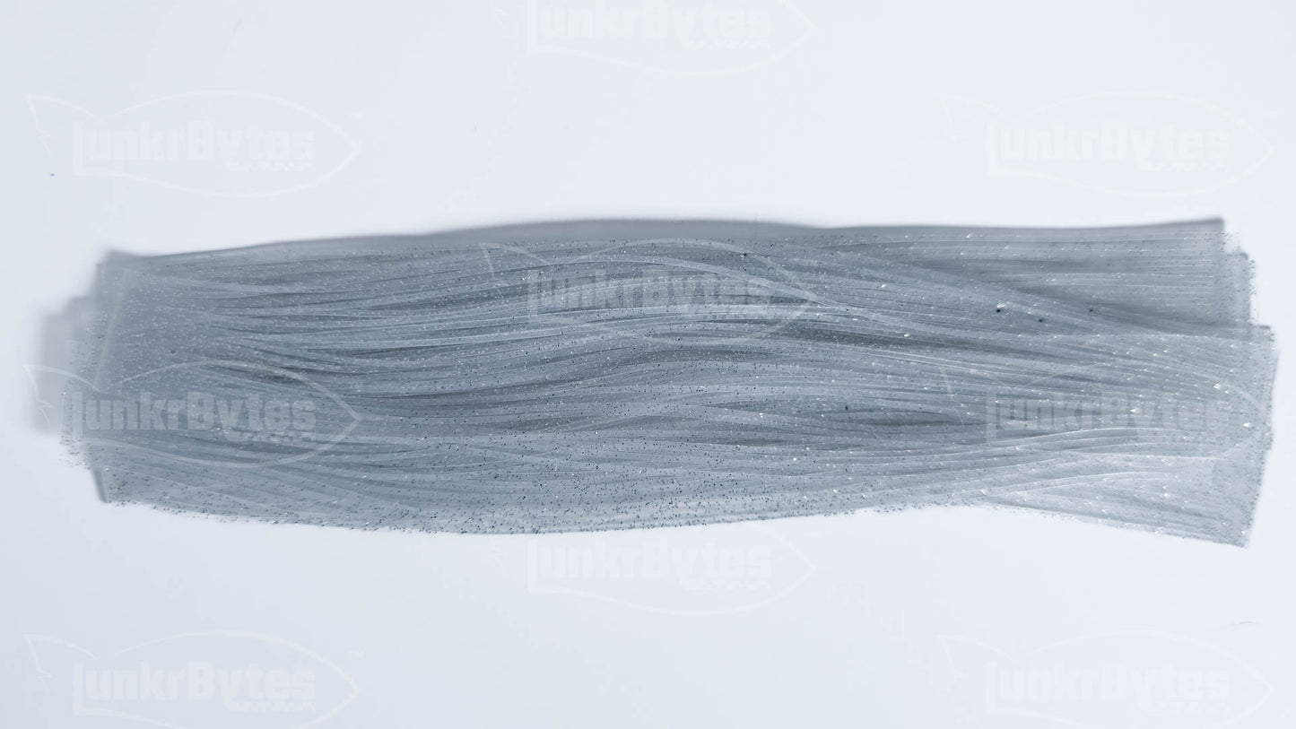 Clear / Silver Flake Silicone Skirt Tab with Flake – Shad Imitation for Bass (8801-048)