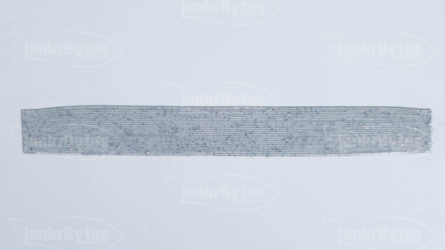 Clear / Holographic  Silver Flake Silicone Skirt Tab with Flake – Shad Imitation for Bass (8801-050)