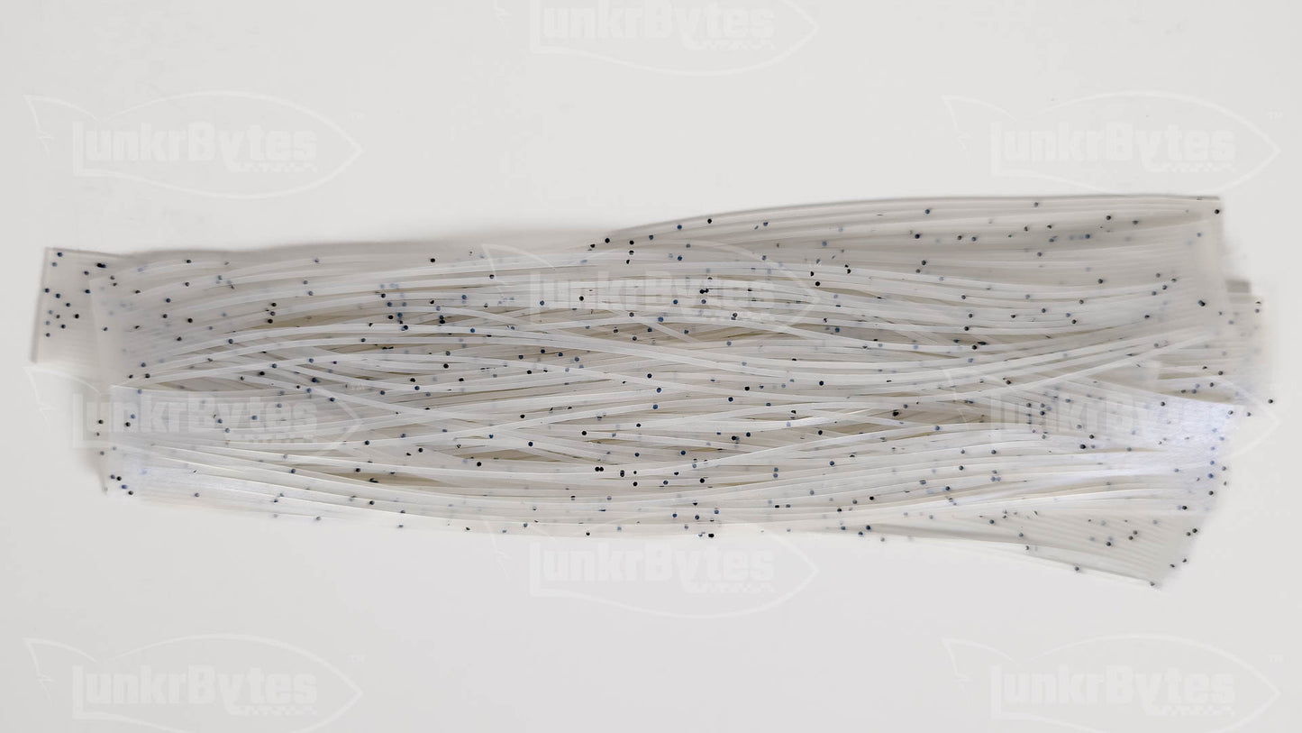 Clear / Blue Interference Pepper (Black Flake) Silicone Skirt Tab with Flake – Shad Imitation for Bass (8801-051)