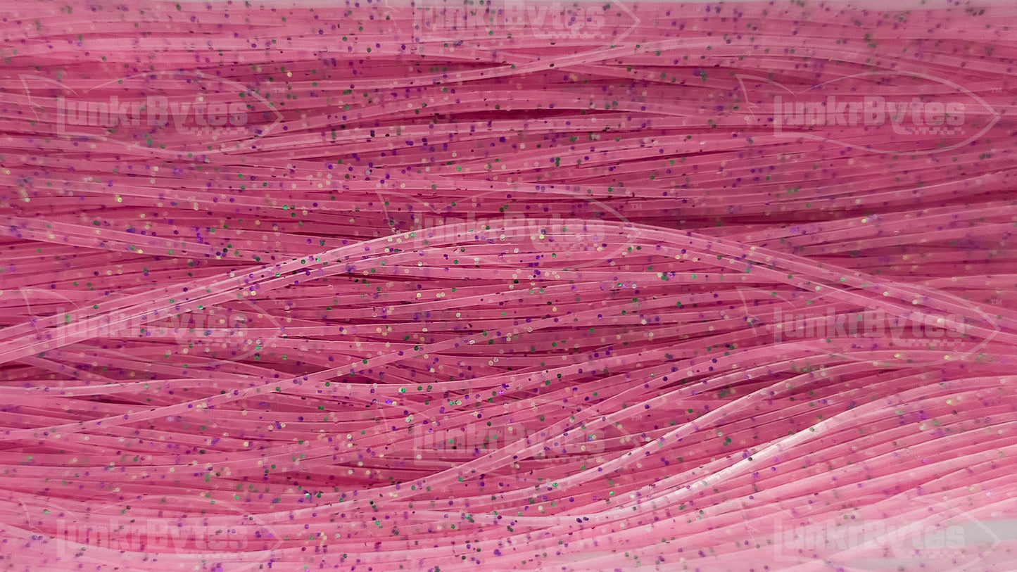 Cotton Candy / Pink / Purple, Green, Silver Flake Silicone Skirt Tab with Flake – Shad Imitation for Bass (8801-157)