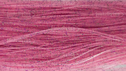 Cotton Candy / Pink / Purple, Green, Silver Flake Silicone Skirt Tab with Flake – Shad Imitation for Bass (8801-157)