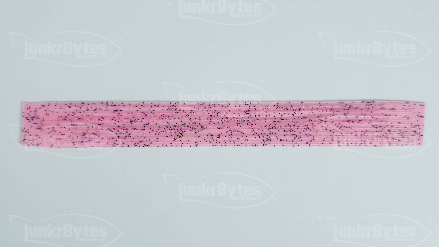 Cotton Candy / Pink / Purple, Green, Silver Flake Silicone Skirt Tab with Flake – Shad Imitation for Bass (8801-157)