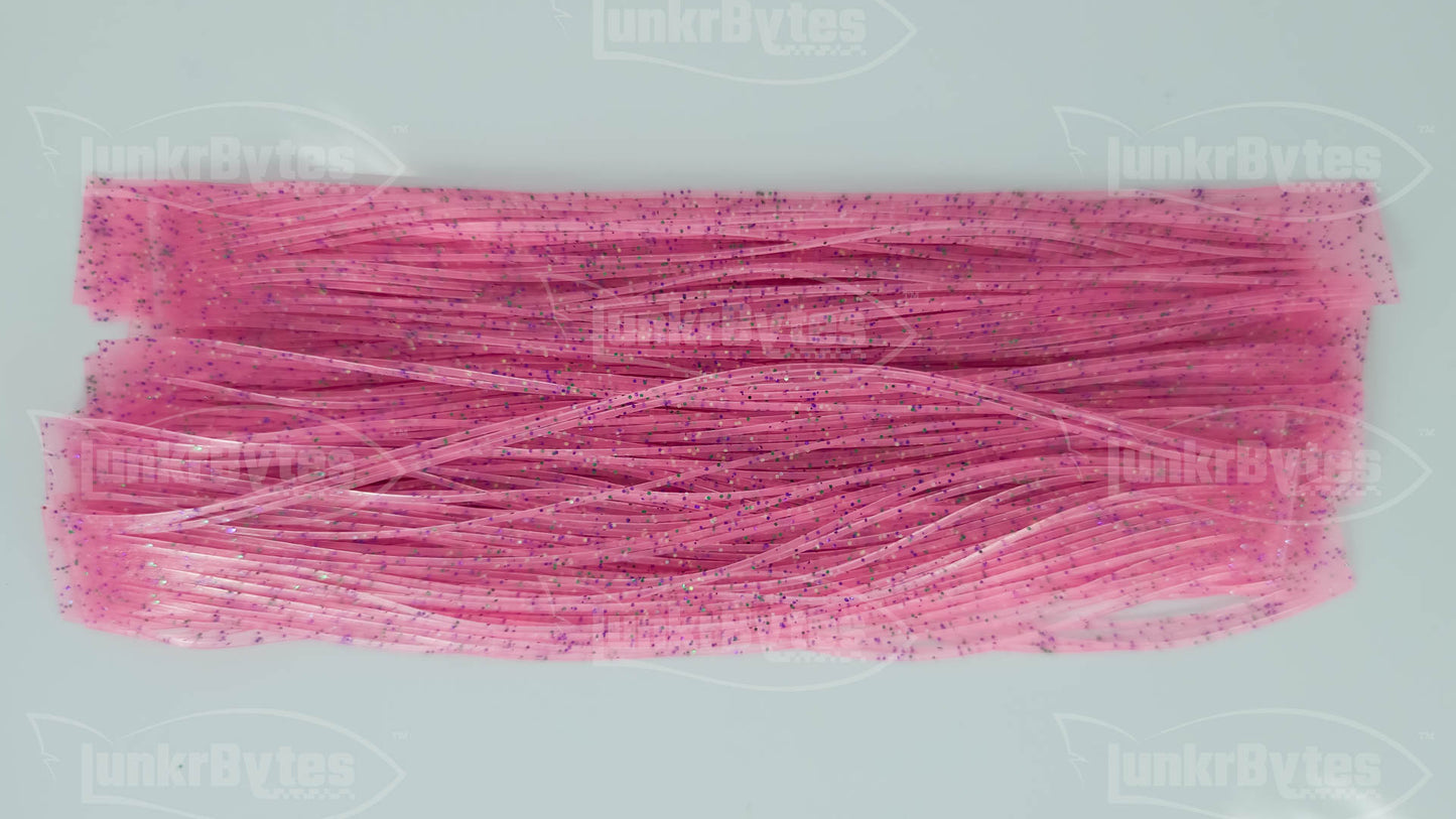 Cotton Candy / Pink / Purple, Green, Silver Flake Silicone Skirt Tab with Flake – Shad Imitation for Bass (8801-157)