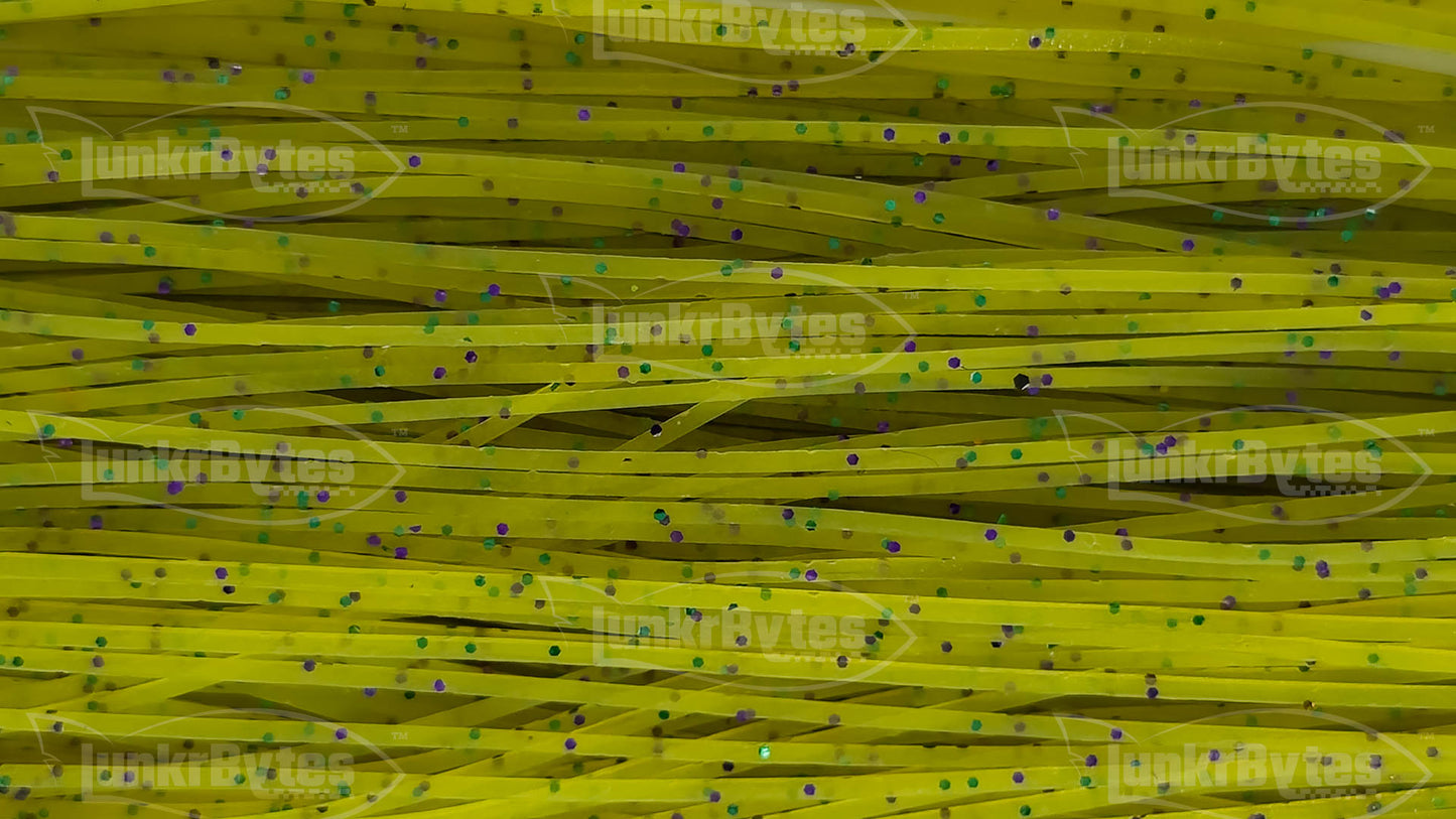 Light Watermelon Candy (Green & Purple Flake) Silicone Skirt Tab with Flake – Bluegill Pattern for Bass (8801-174)