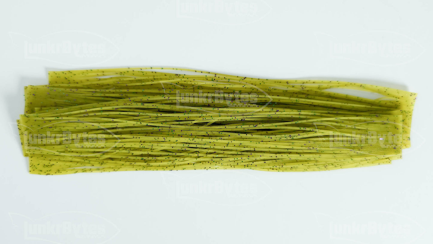 Light Watermelon Candy (Green & Purple Flake) Silicone Skirt Tab with Flake – Bluegill Pattern for Bass (8801-174)