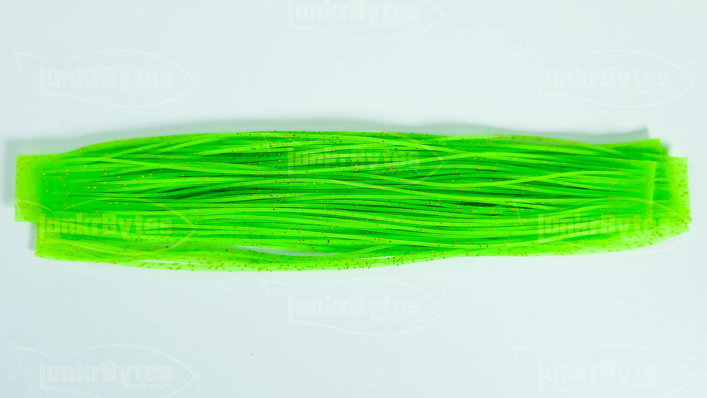 Hot Lime Green / Gold Flake Silicone Skirt Tab with Flake – Reaction Strike Trigger for Bass (8801-263)
