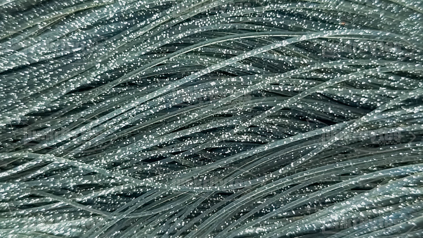 Dark Smoke / Silver & Black Flake Silicone Skirt Tab with Flake – Shad Imitation for Bass (8801-274)