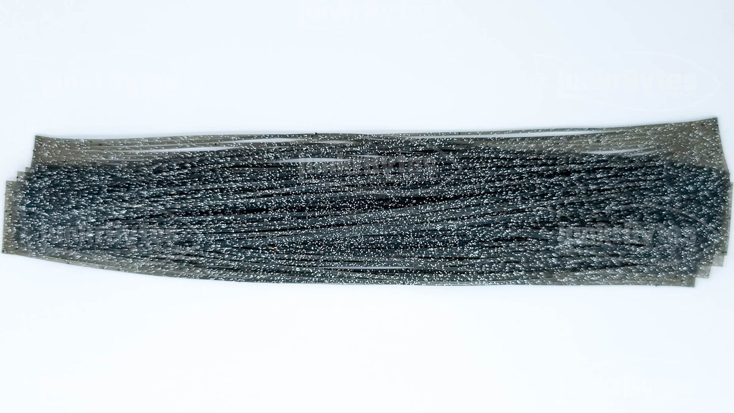 Dark Smoke / Silver & Black Flake Silicone Skirt Tab with Flake – Shad Imitation for Bass (8801-274)