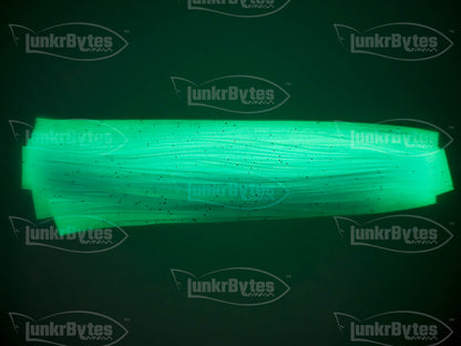Blue / Green & Black Flake / Glow In The Dark Silicone Skirt Tab with Flake – Reaction Strike Trigger for Bass (8801-289)