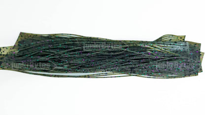 Dark Gray / Green,Purple & Black Flake /  Black Dots Silicone Skirt Tab with Flake – Shad Imitation for Bass (8802-550)