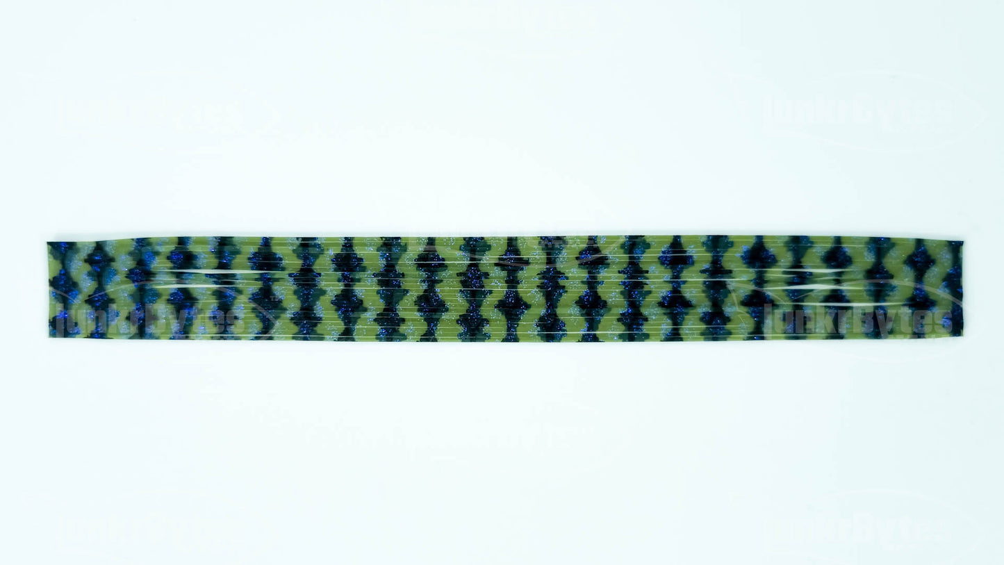 Pumpkin / Blue Flake Scales Silicone Skirt Tab with Flake – Crawfish Pattern for Bass (8803-626)