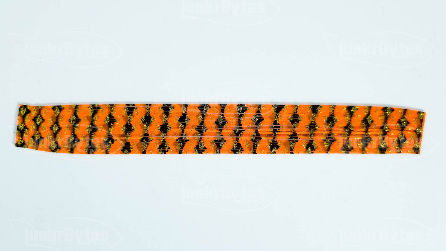 Hot Orange Crawdad Silicone Skirt Tab with Flake – Crawfish Pattern for Bass (8806-641)