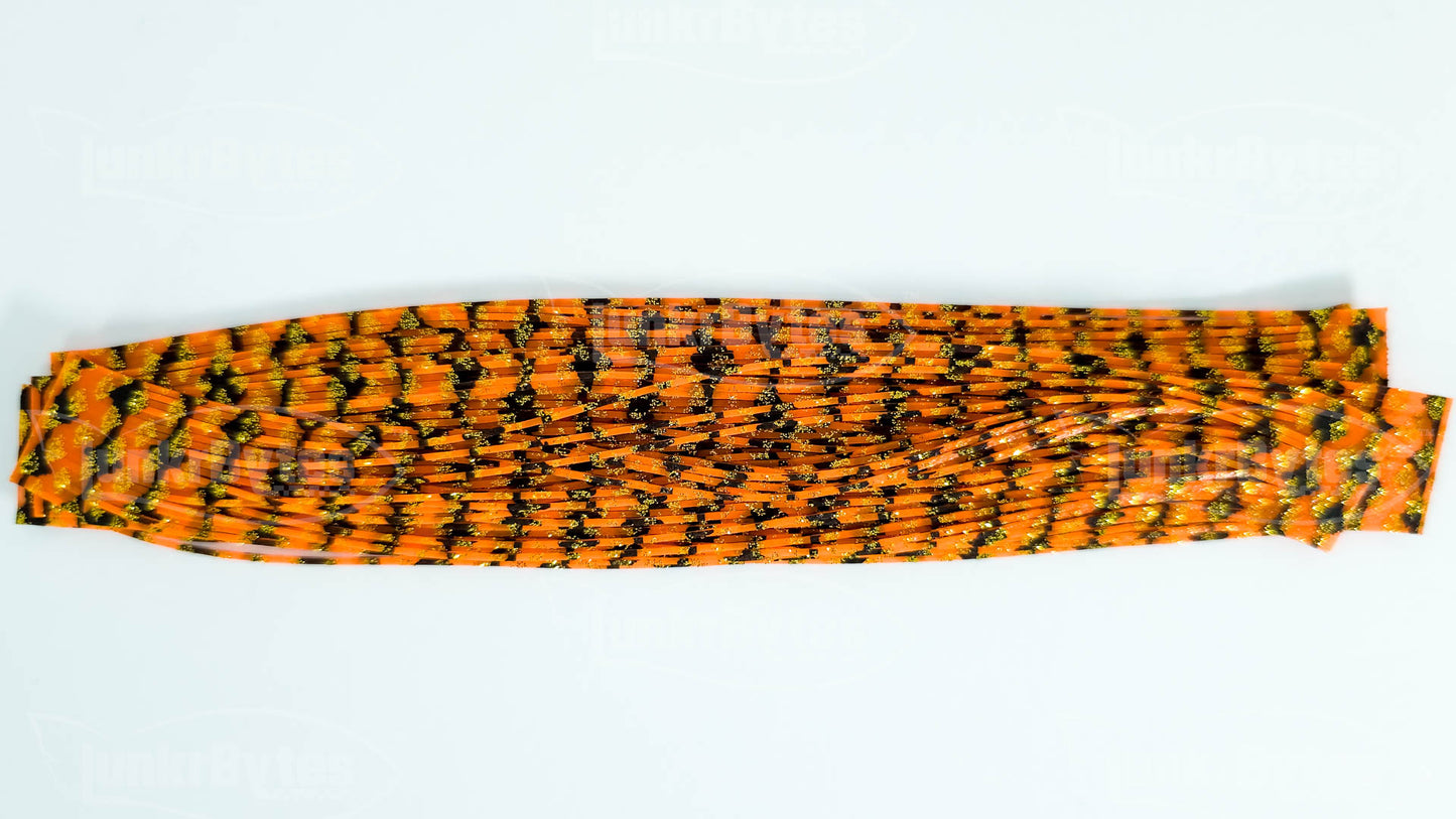Hot Orange Crawdad Silicone Skirt Tab with Flake – Crawfish Pattern for Bass (8806-641)