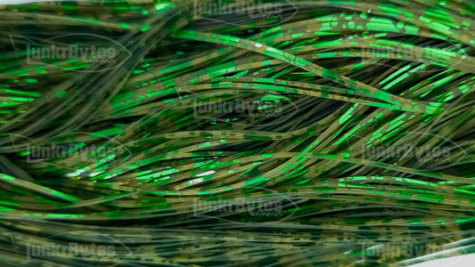 Green Pumpkin / Green Barbed Wire Flake Silicone Skirt Tab with Barbed Wire – Crawfish Pattern for Bass (8806-676)