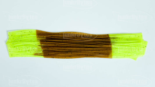 Natural Pumpkin / Chartreuse Tips / Pepper Silicone Skirt Tab – Crawfish Pattern for Bass (8807-072)
