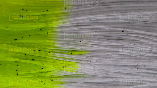 White / Chartreuse Tips / Pepper Silicone Skirt Tab – Shad Imitation for Bass (8807-076)